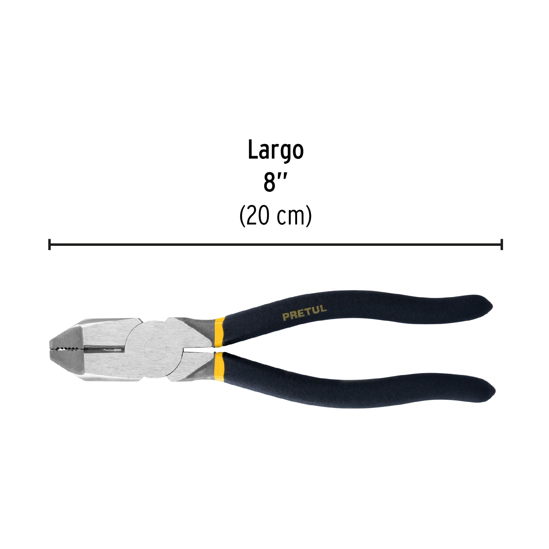 Pinza para electricista 8' uso rudo, mango de PVC, Pretul 218-P 22606 MM0