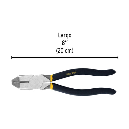 Pinza para electricista 8' uso rudo, mango de PVC, Pretul 218-P 22606 MM0