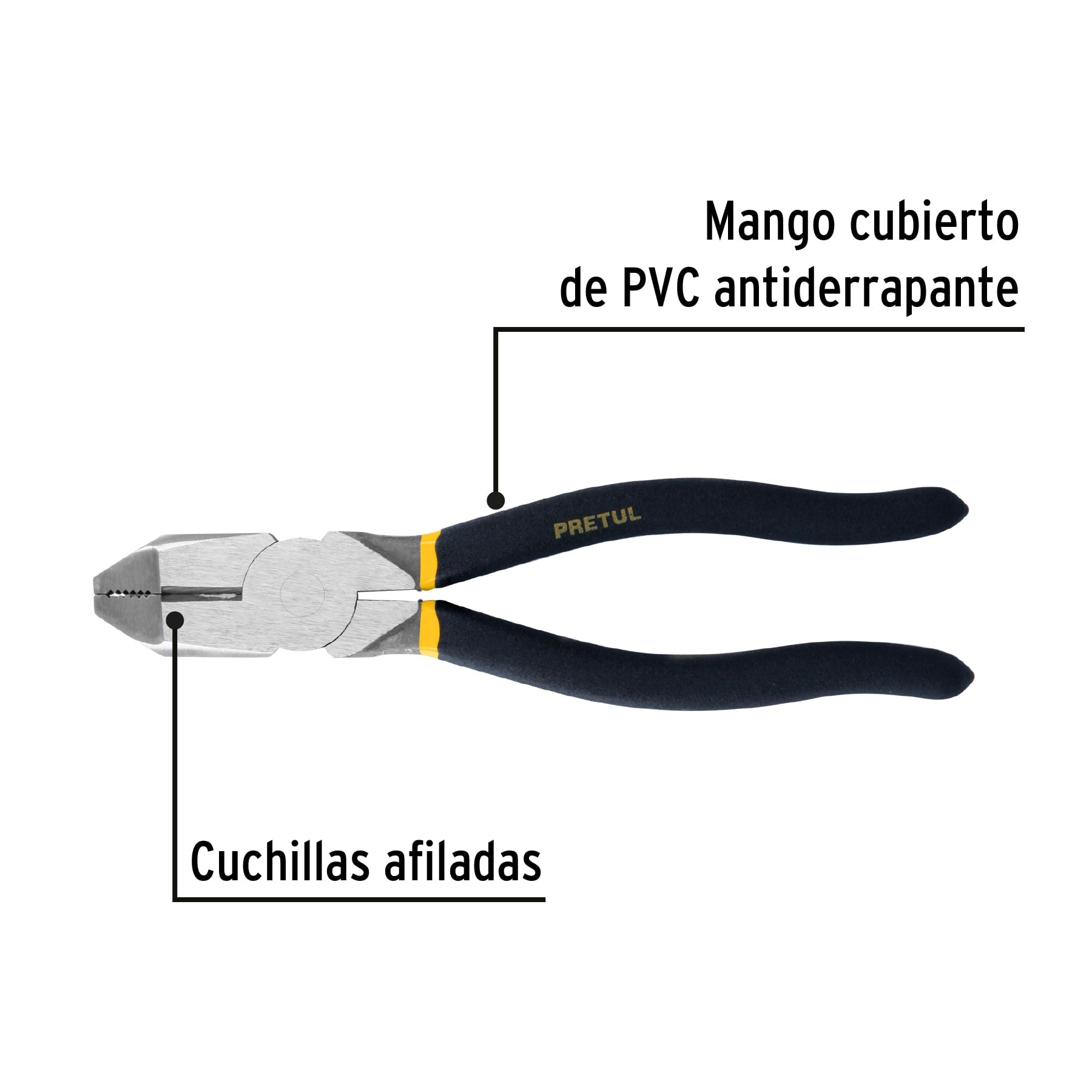 Pinza para electricista 9' uso rudo, mango de PVC, Pretul 219-P 22612 MM0