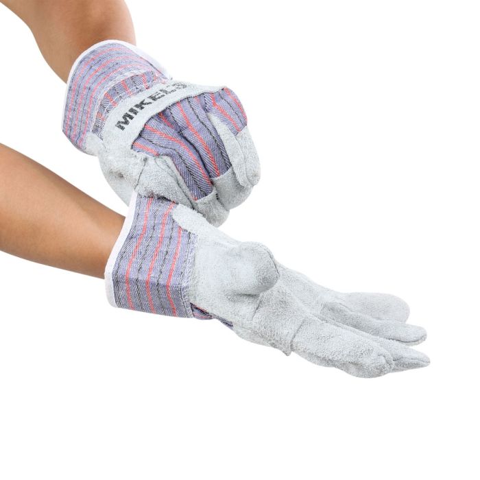 Guantes para trabajo de carnaza con loneta