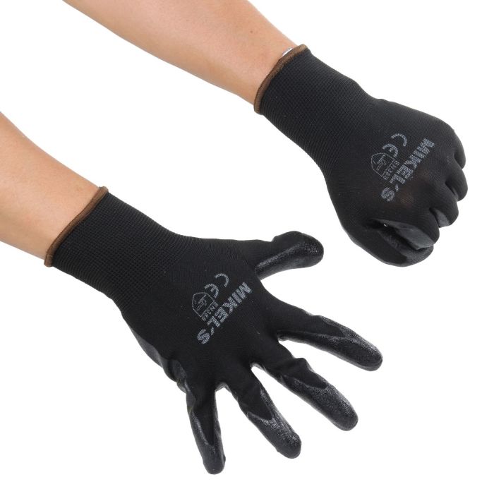 Guantes para trabajo de nylon con espuma de nitrilo (L)