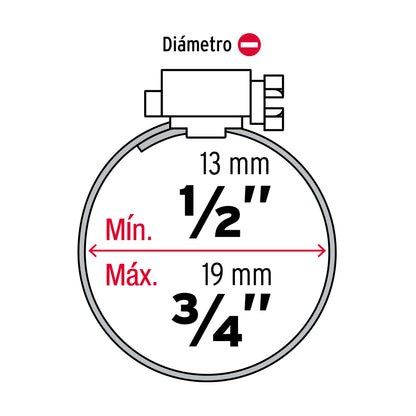 Bolsa c/10 abrazaderas mini, sin fin reforzadas #6, 1/2-3/4' AB-06 44231 MM00