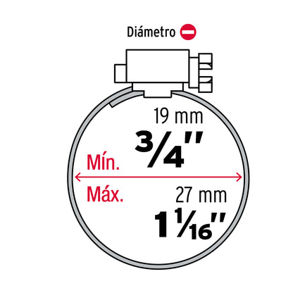 Bolsa c/10 abrazaderas sin fin reforzadas #10, 3/4 - 1-1/16' AB-10 44235 MM00