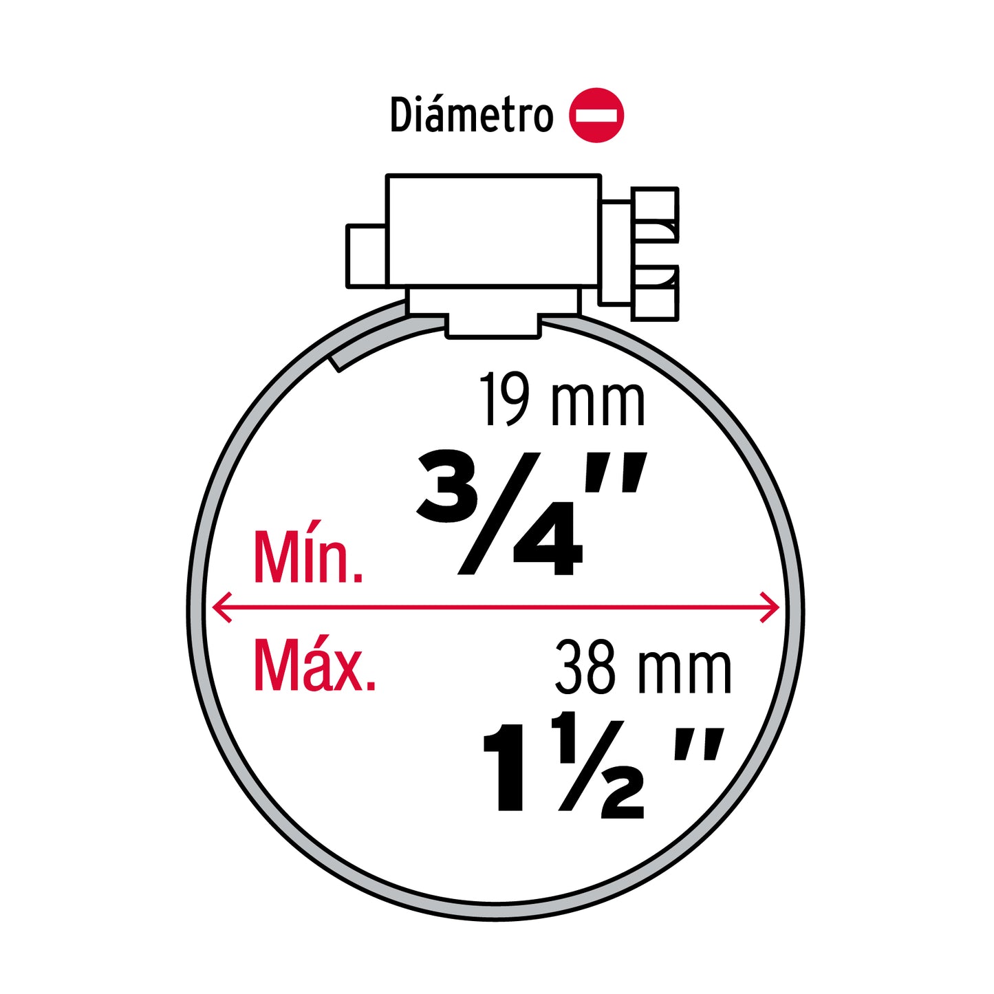 Bolsa c/10 abrazaderas sin fin reforzadas # 16, 3/4 - 1-1/2' AB-16 44237 MM00