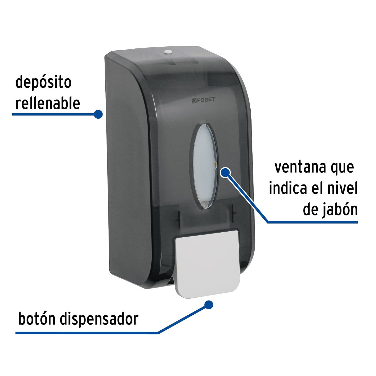 Dosificador de ABS para jabón líquido, humo, Foset ABP-10H 47934 MM0