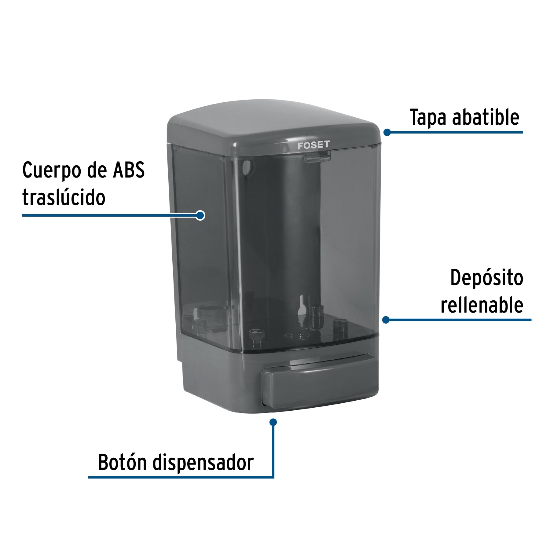 Dosificador para jabón líquido, humo, Foset Basic ABP-11H 45743 MM00