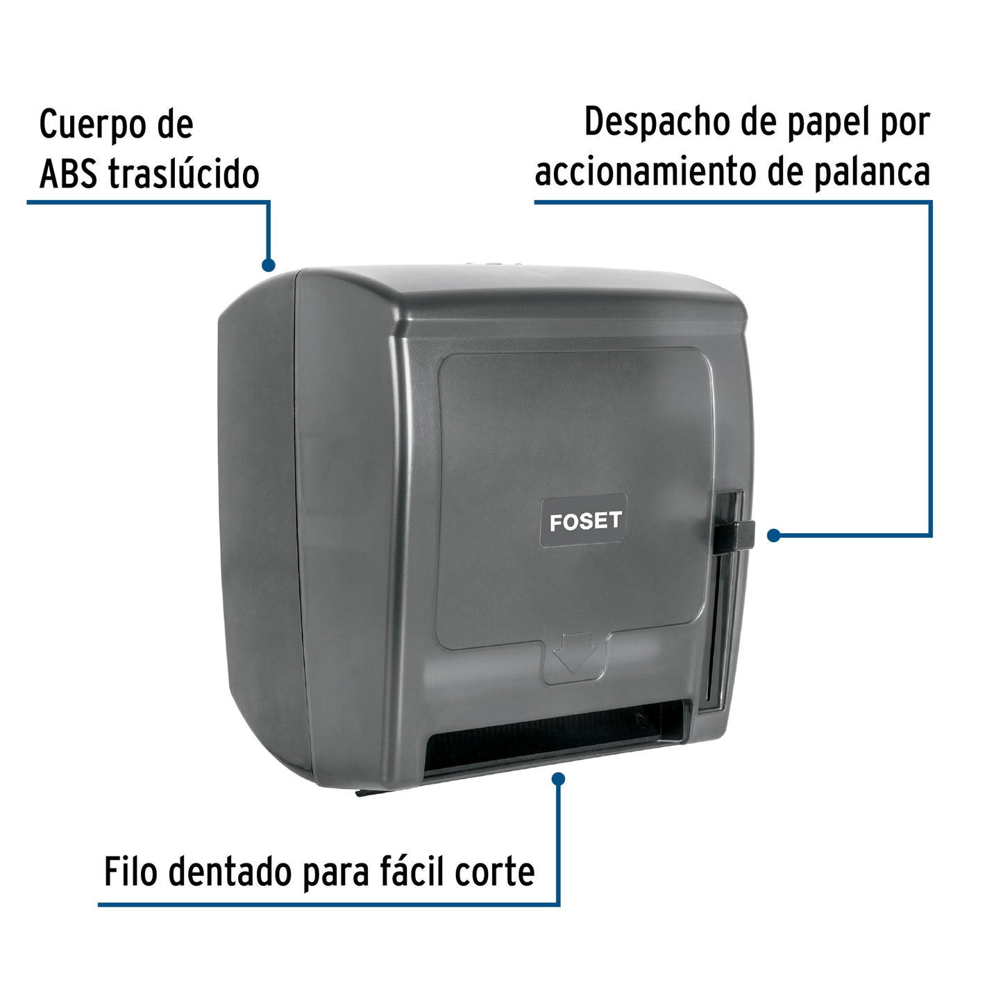 Dispensador de ABS para rollo de papel, humo, Foset ABP-40H 49274 MM00