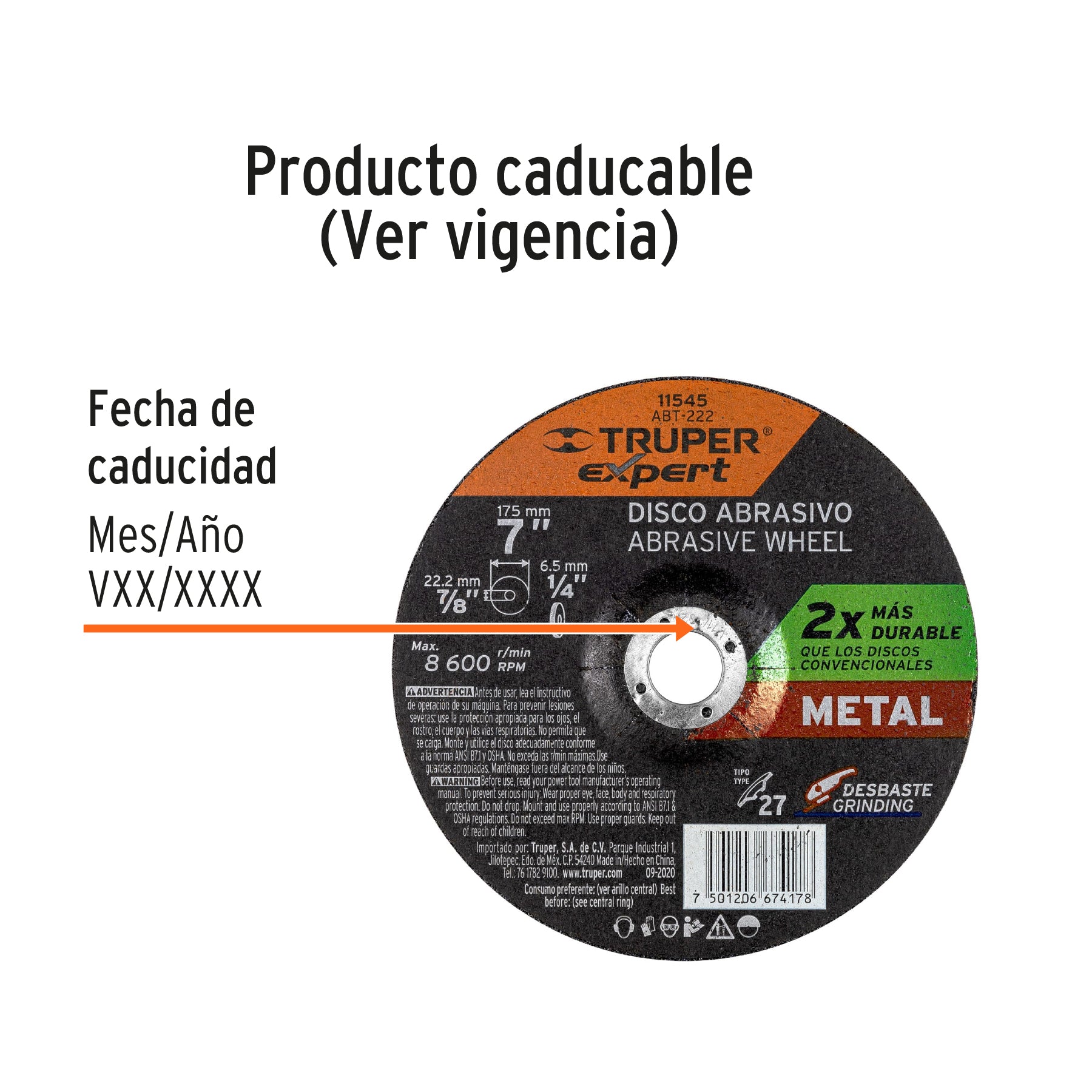 Disco Tipo 27 de 7' x 6.4 mm desbaste de metal, Expert ABT-222 11545 MM00