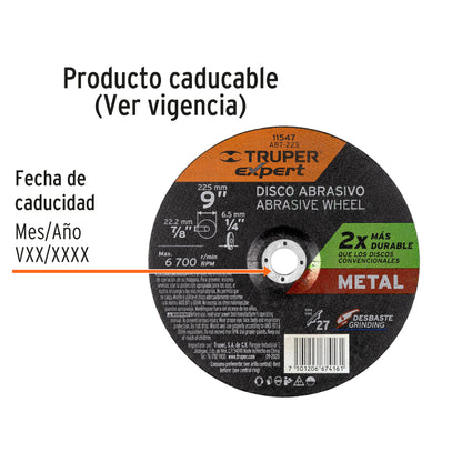 Disco Tipo 27 de 9' x 6.4 mm desbaste de metal, Expert ABT-223 11547 MM00