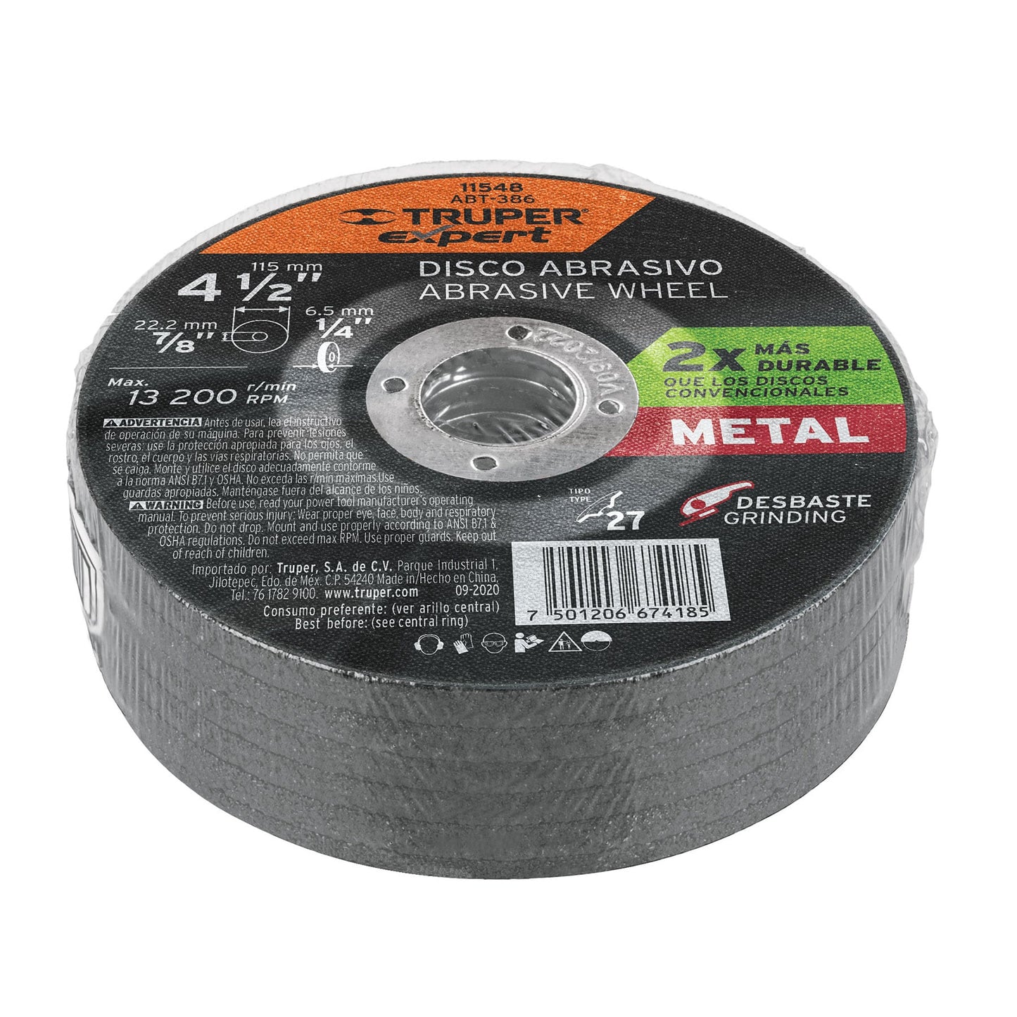 Disco Tipo 27 de 4-1/2' x 6.4 mm desbaste de metal, Expert ABT-386 11548 MM00