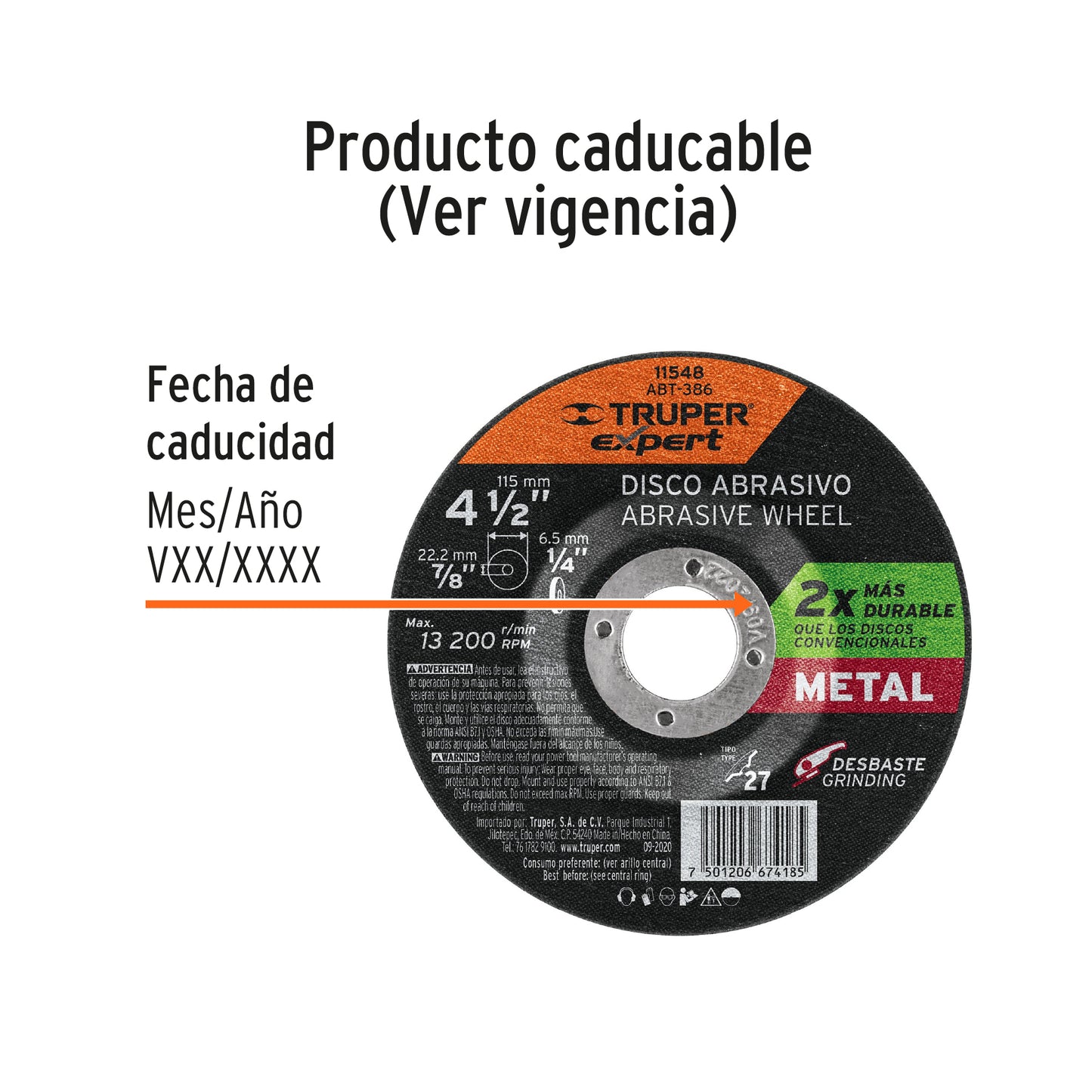 Disco Tipo 27 de 4-1/2' x 6.4 mm desbaste de metal, Expert ABT-386 11548 MM00