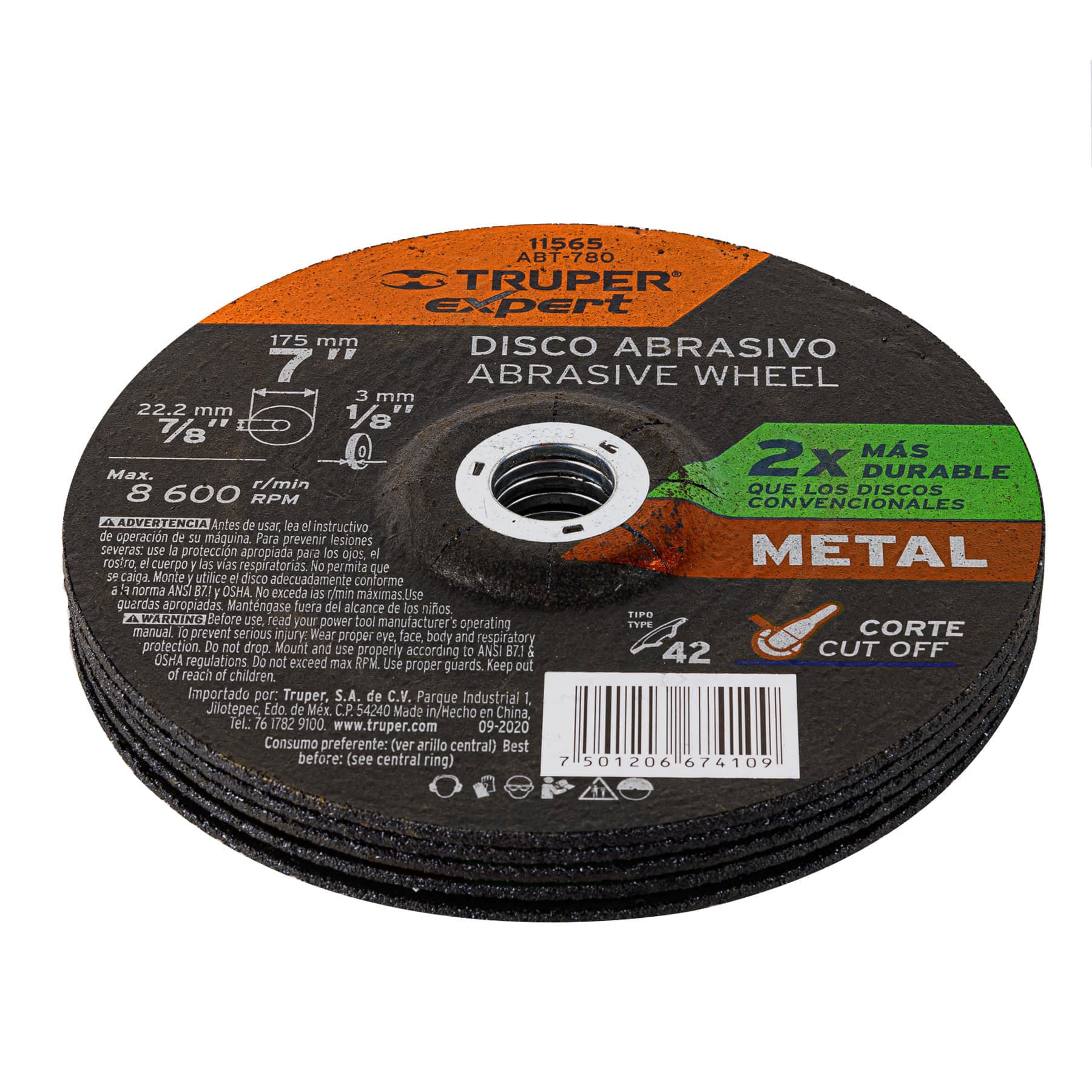 Disco Tipo 42 de 7' x 3.2 mm corte metal, Truper Expert ABT-780 11565 MM00