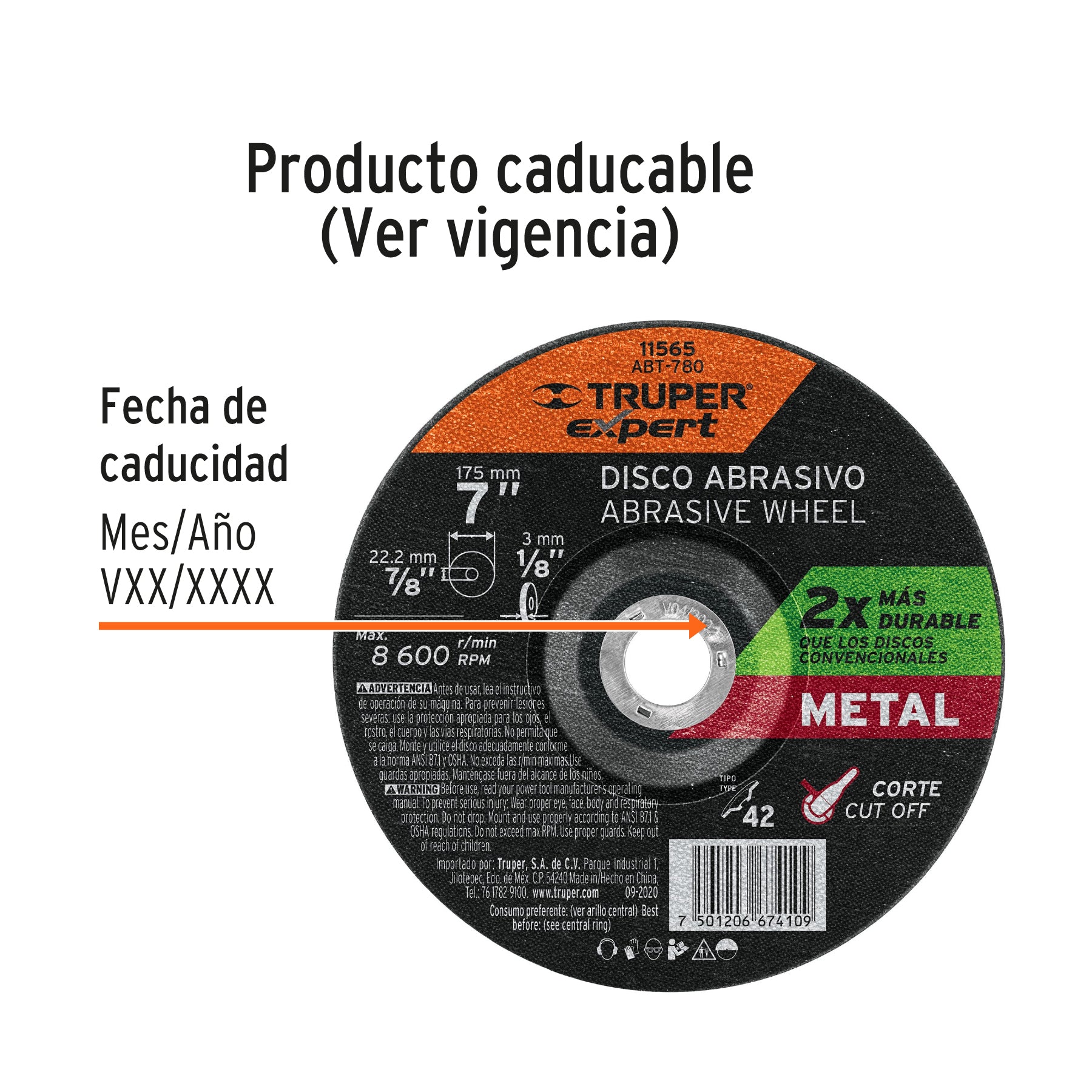 Disco Tipo 42 de 7' x 3.2 mm corte metal, Truper Expert ABT-780 11565 MM00