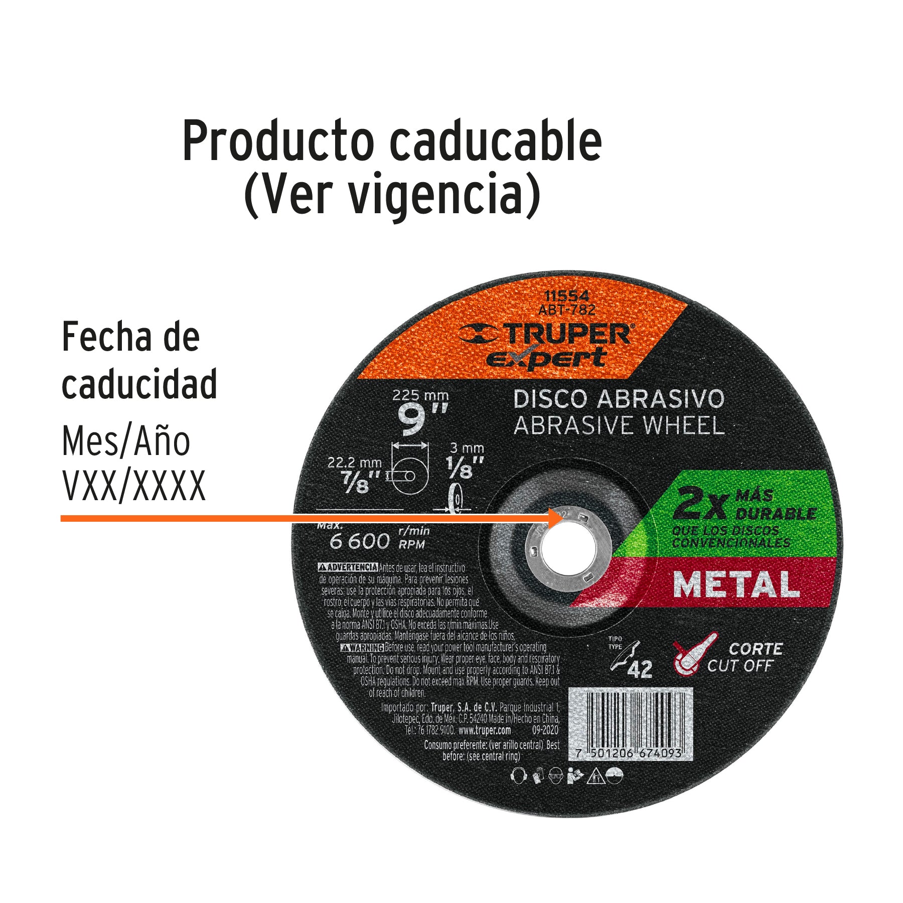 Disco Tipo 42 de 9' x 3.2 mm corte metal, Truper Expert ABT-782 11554 MM00