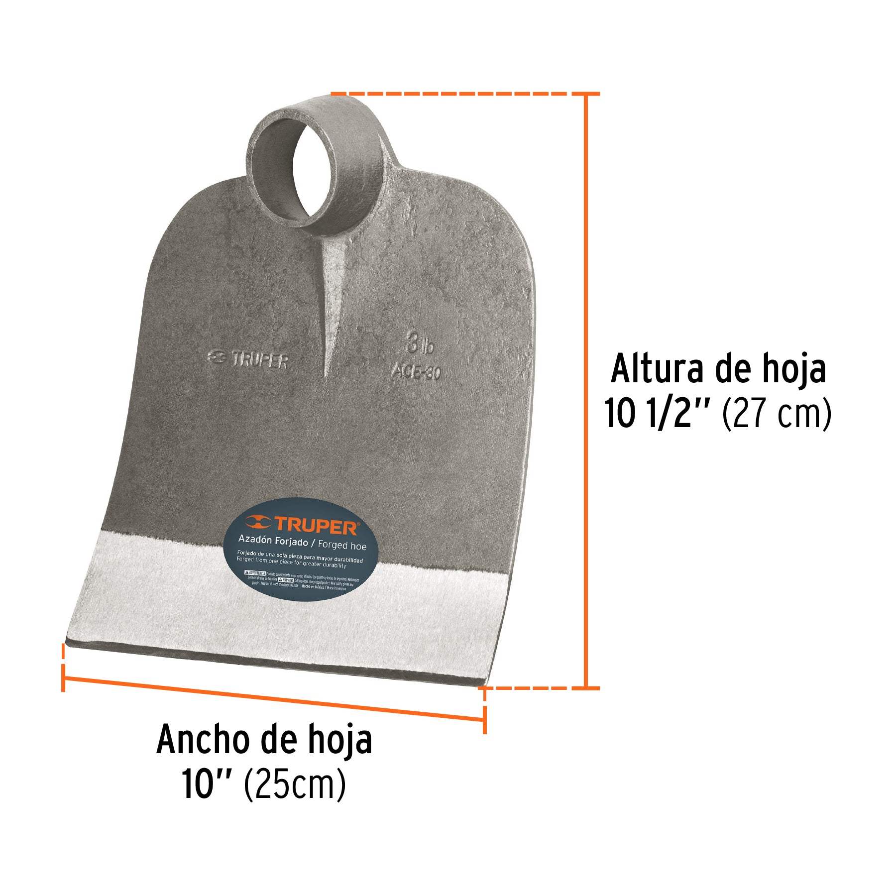 Azadón Centroamericano 2.8 lb sin mango, Truper ACE-30 10362 MM0