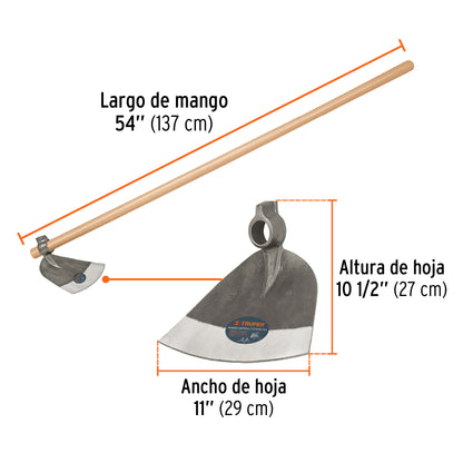 Azadón Córdoba # 3 con mango de 54', Truper ACO-3M 11631 MM0