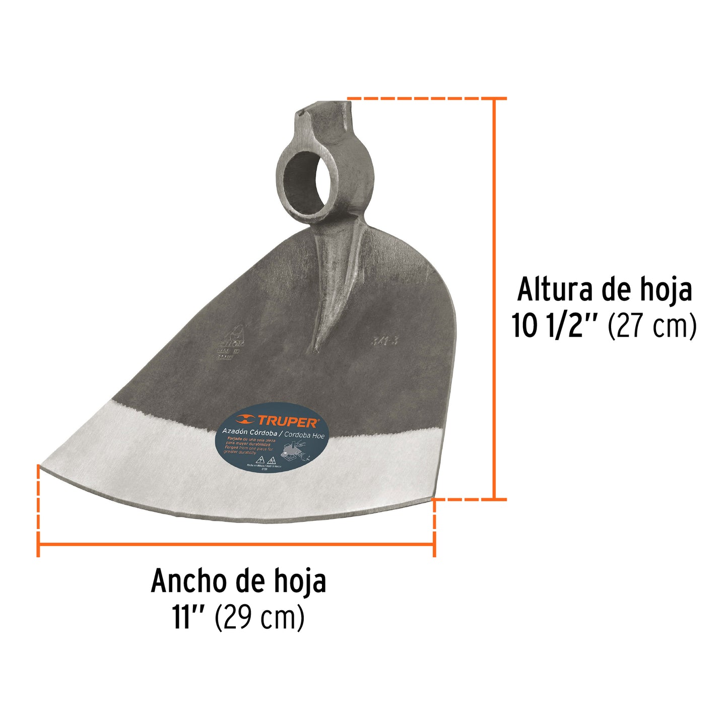 Azadón Córdoba # 3 sin mango, Truper ACO-3 11531 MM0