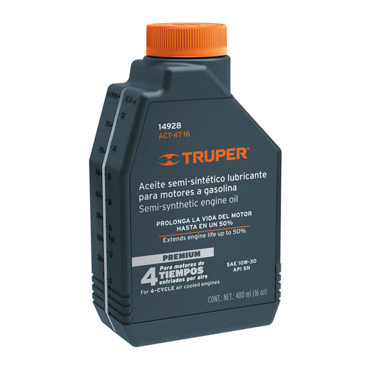 Aceite semi-sintético, 4 tiempos, 400 ml (14 oz), Truper ACES-4T-14 14928 MM00