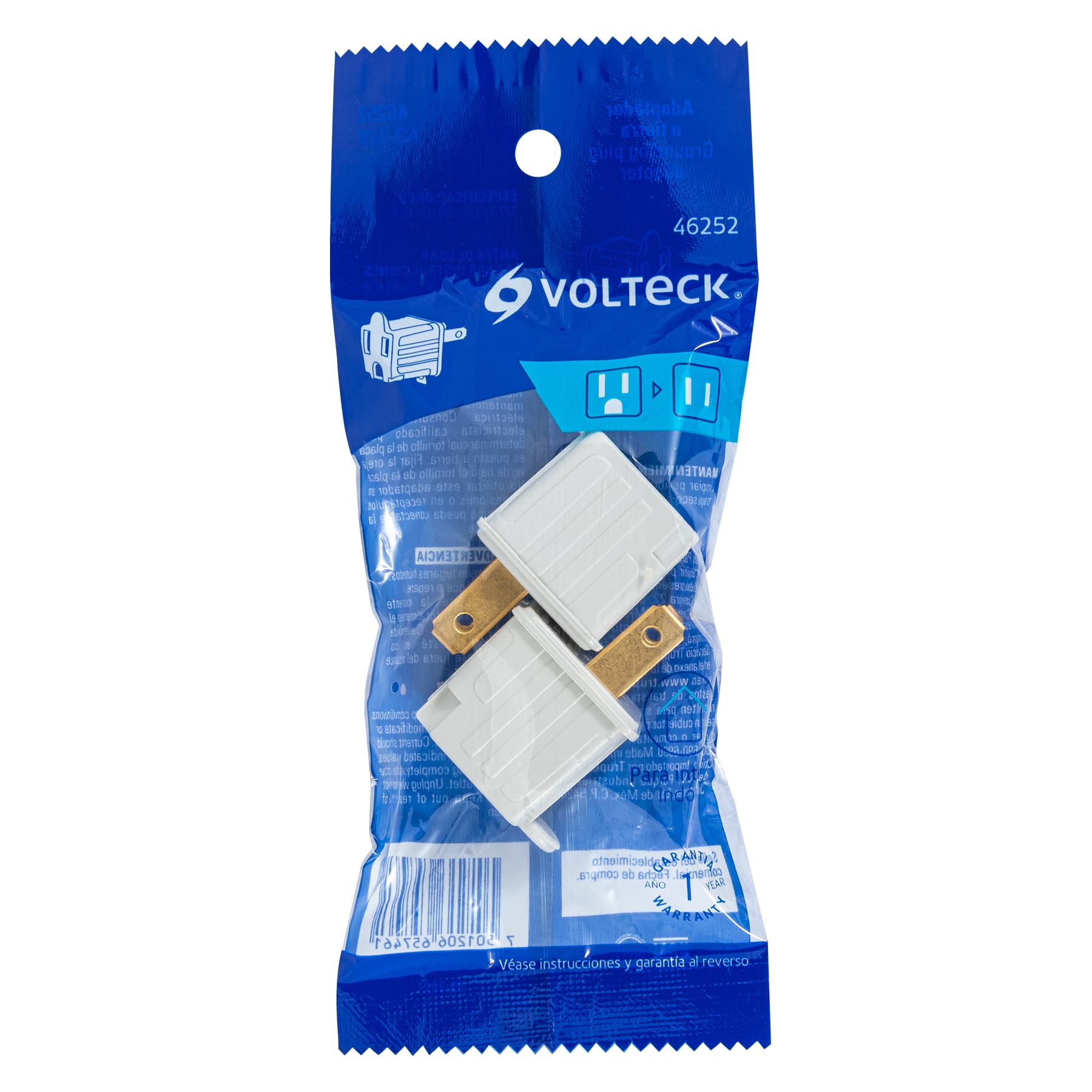 Bolsa con 2 adaptadores 3 a 2 blancos, Volteck AD-32B 46252 MM00