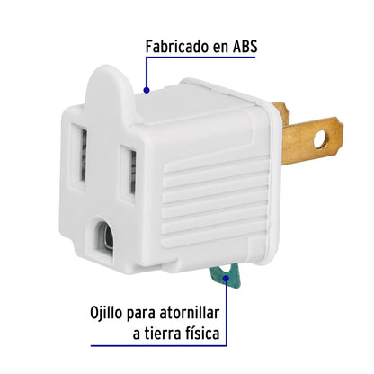 Bolsa con 2 adaptadores 3 a 2 blancos, Volteck AD-32B 46252 MM00