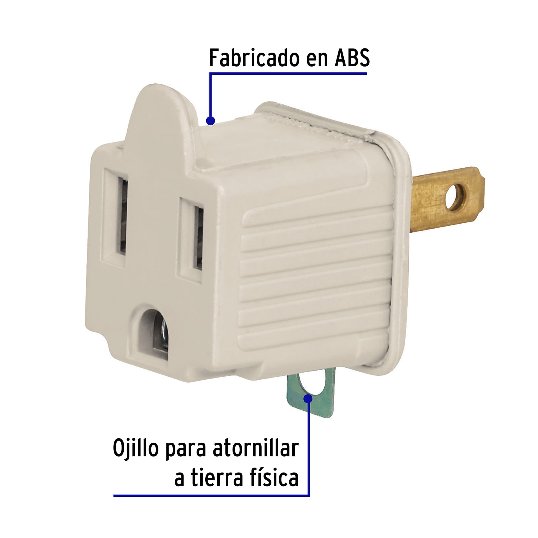 Adaptador 3 a 2, gris, a granel, Volteck AD-32G-G 46257 MM00