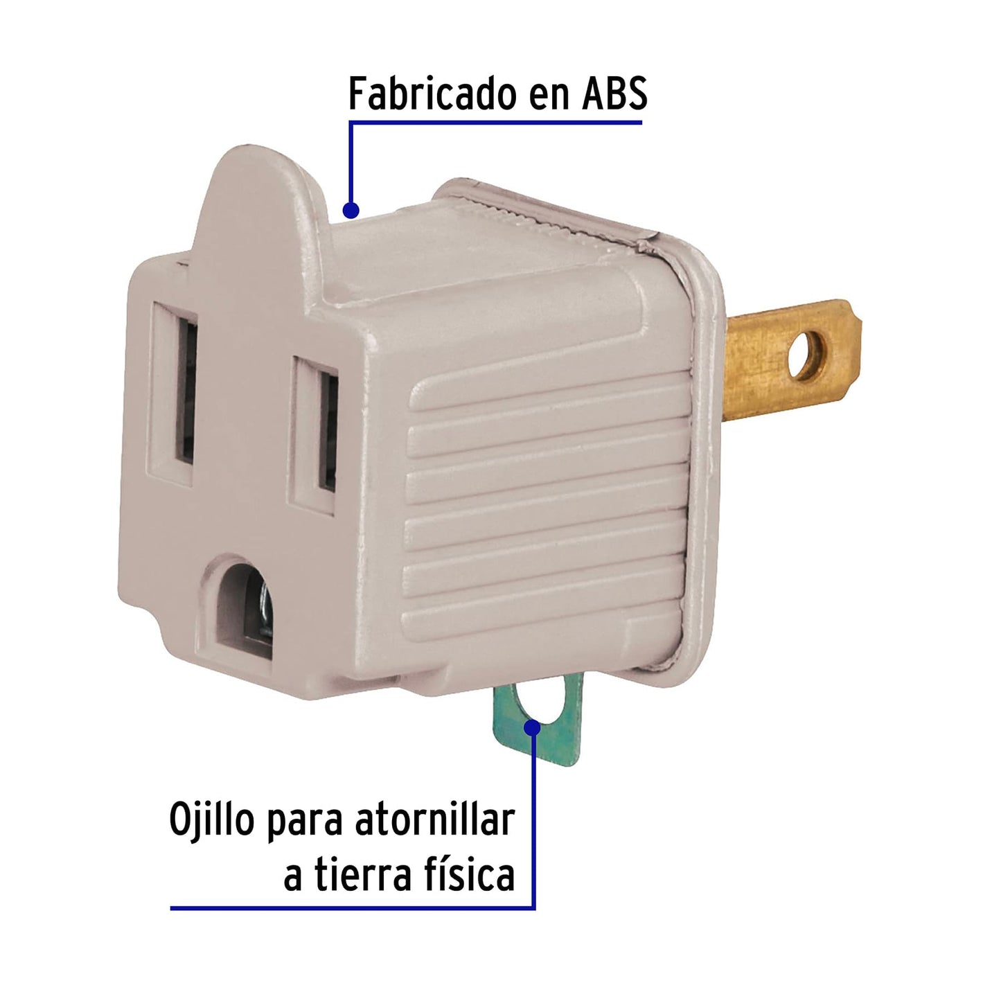 Bolsa con 2 adaptadores 3 a 2 grises, Volteck AD-32G 46254 MM00