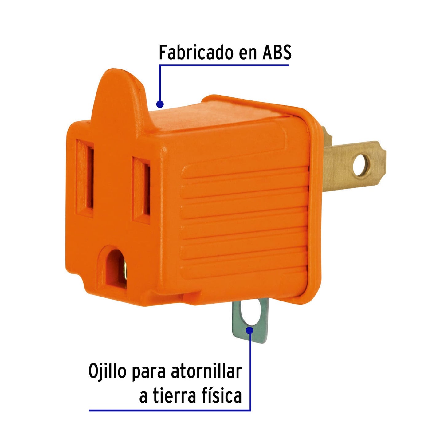 Adaptador 3 a 2, naranja, a granel, Volteck AD-32N-G 46256 MM00