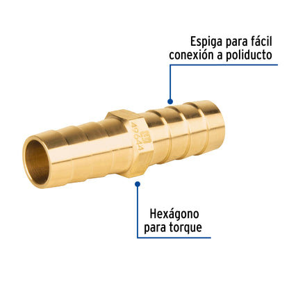 Cople inserción de latón 1/2' para poliducto negro, Foset ADPO-1/2C 49644 MM00