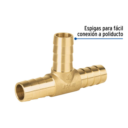 Tee inserción macho latón 1/2' para poliducto negro, Foset ADPO-1/2T 49641 MM00