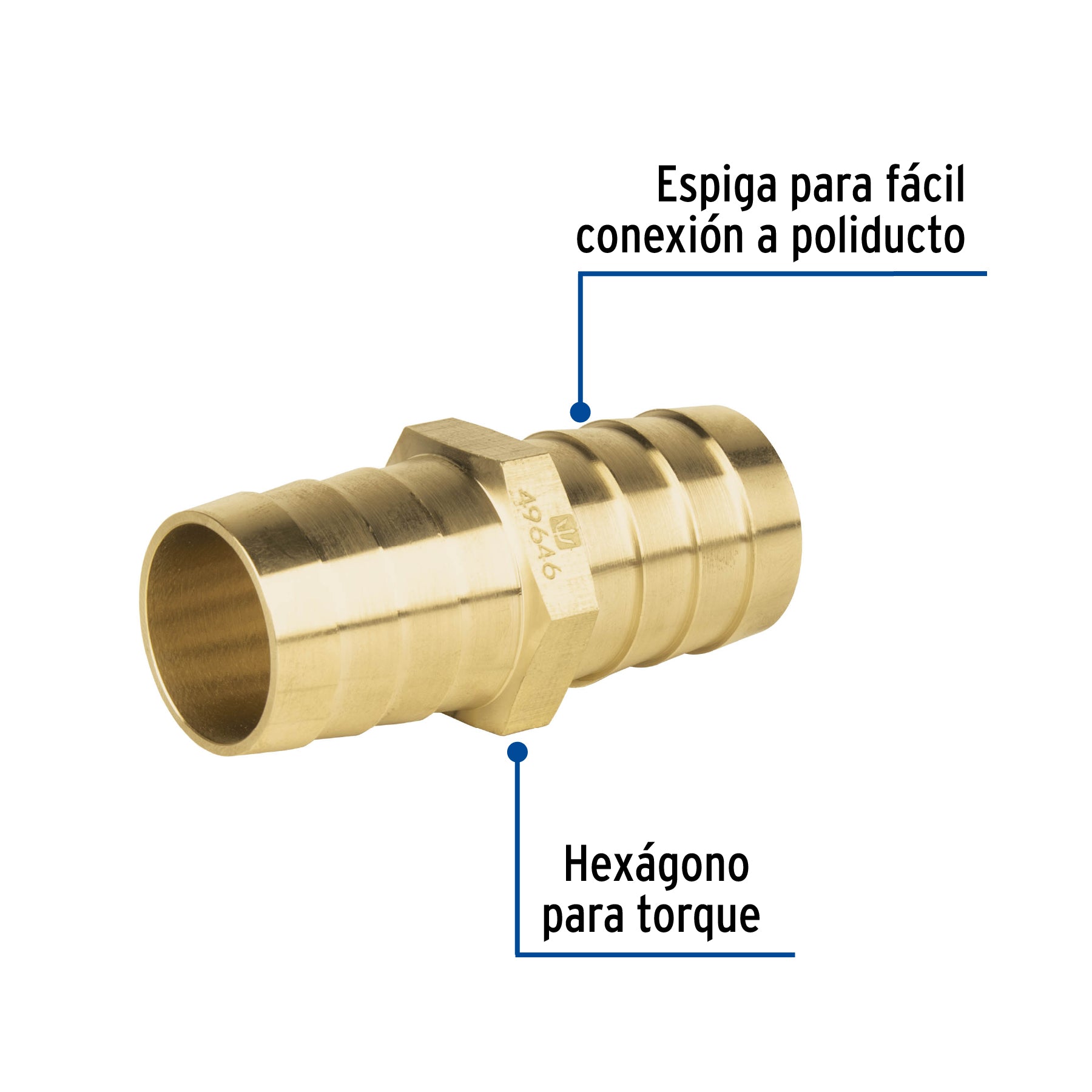 Cople inserción de latón 1' para poliducto negro, Foset ADPO-1C 49646 MM00