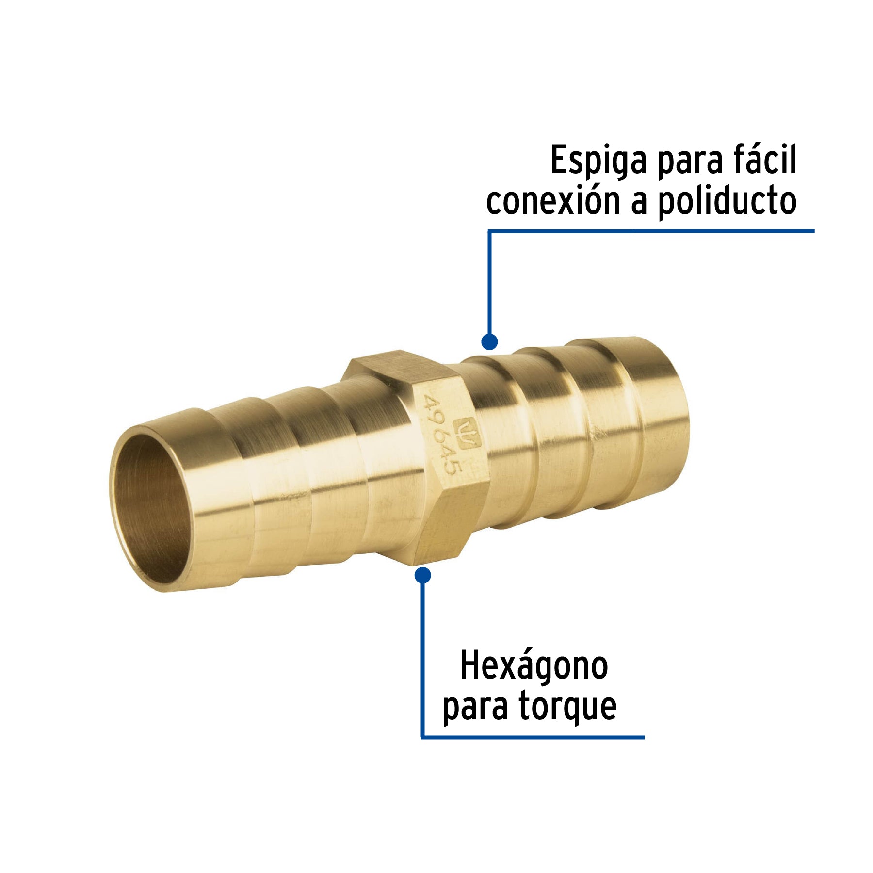 Cople inserción de latón 3/4' para poliducto negro, Foset ADPO-3/4C 49645 MM00