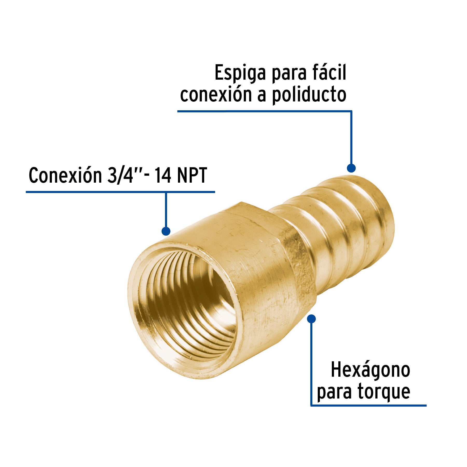 Adaptador hembra de latón 3/4' para poliducto, Foset ADPO-3/4H 49312 MM00