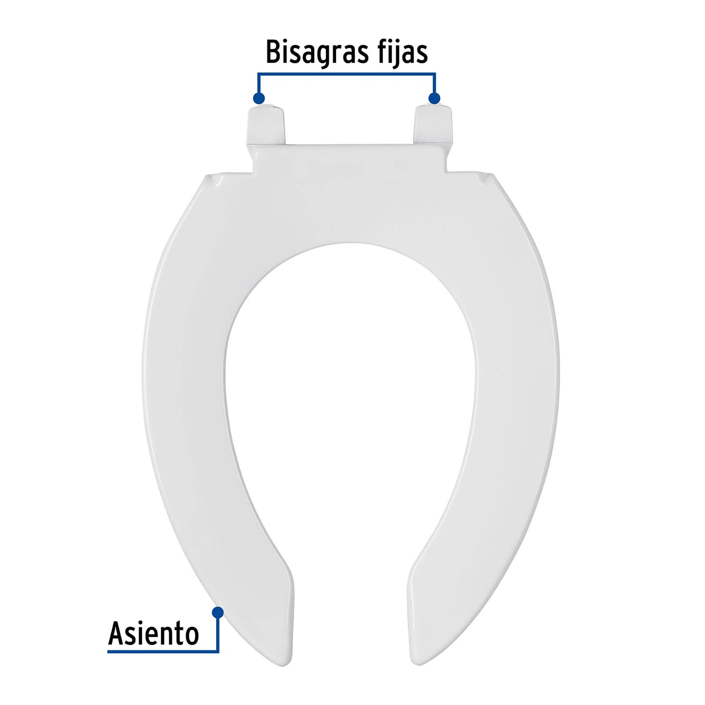 Asiento alargado sin tapa para taza fluxómetro, blanco,Foset AFWC-45B 49368 MM1