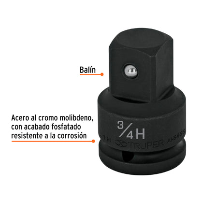 Adaptador de Impacto 3/4' (H) x 1' (M), Truper AI-5455 100950 MM00