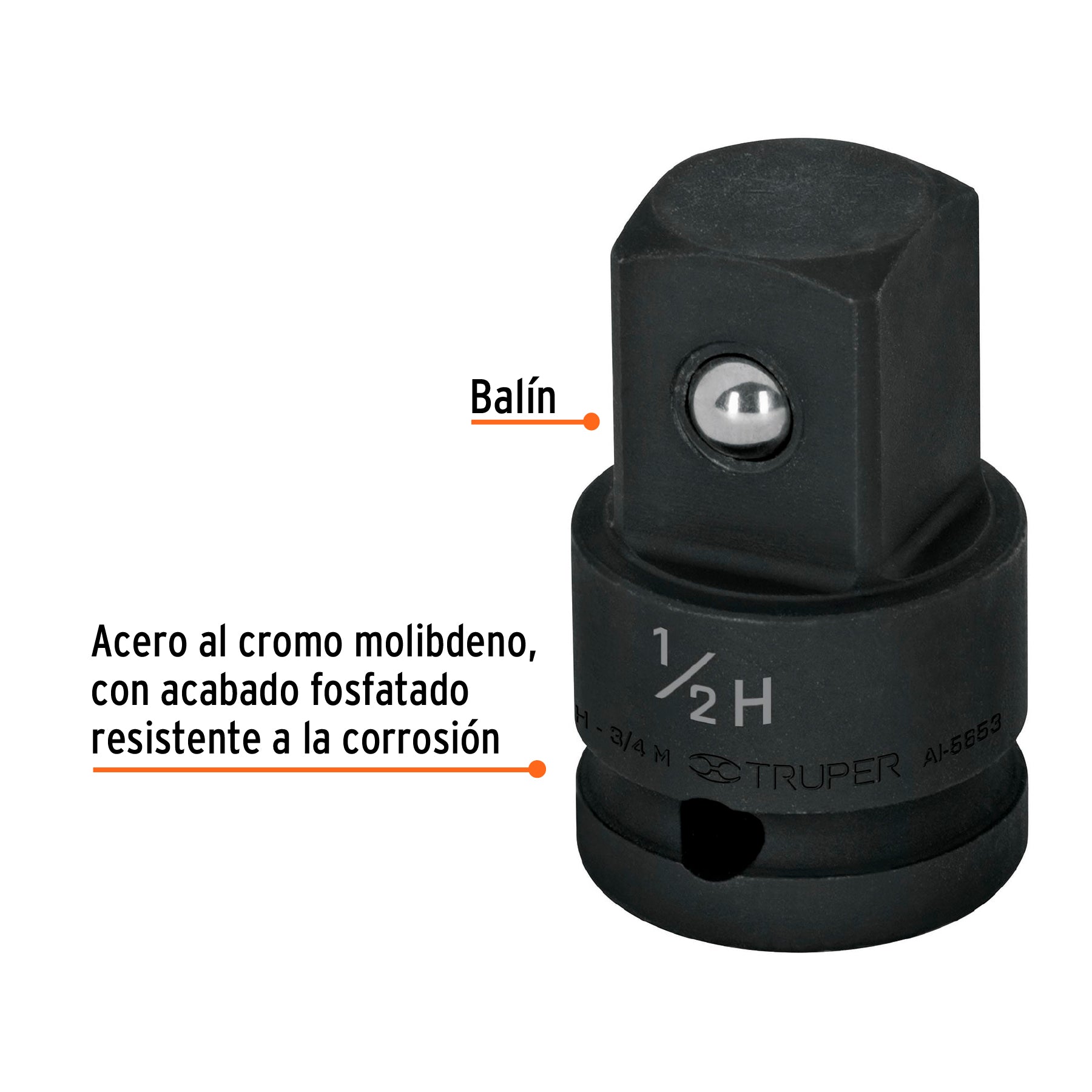 Adaptador de impacto 1/2' (H) x 3/4' (M), Truper AI-5653 100907 MM00