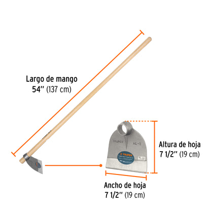 Azadón Lane No.1 de 1.8 lb con mango madera de 54', Truper AL-1MM 102916 MM0