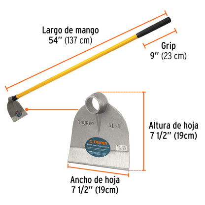 Azadón Lane No.1 de 1.8 lb con mango de 54', Truper AL-1M 10615 MM0