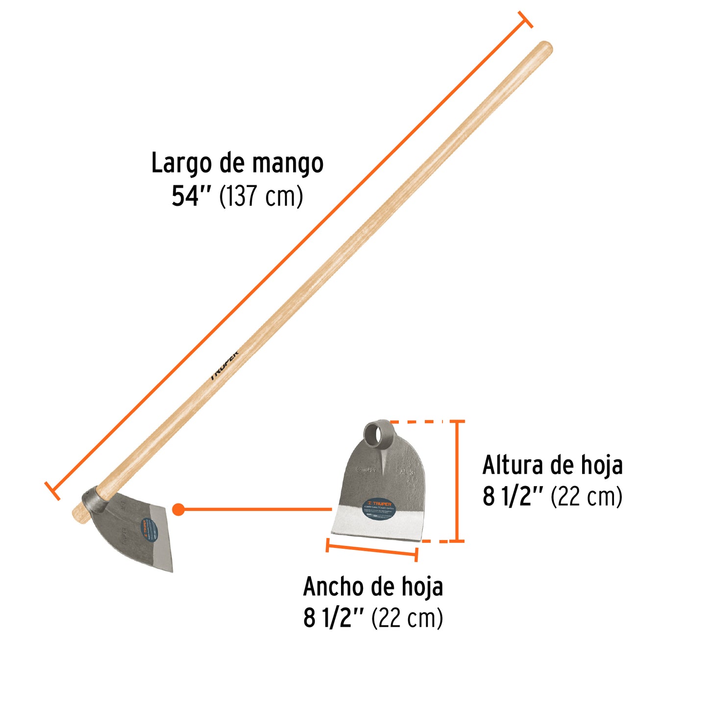 Azadón Lane No.3 de 2.1 lb con mango madera de 54', Truper AL-3MM 102918 MM0