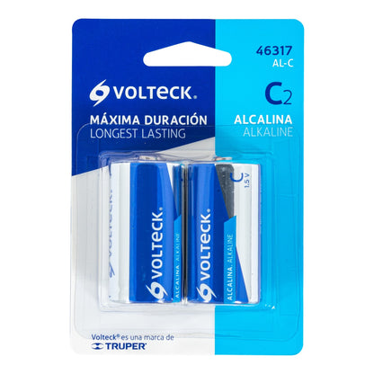 Blíster con 2 pilas alcalinas tamaño C, Volteck AL-C 46317 MM00