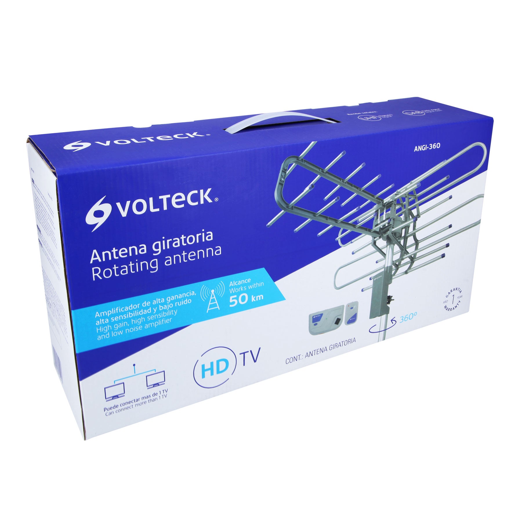 Antena aérea para TV HD, giratoria 360° con control, Volteck ANGI-360 48115 MM0