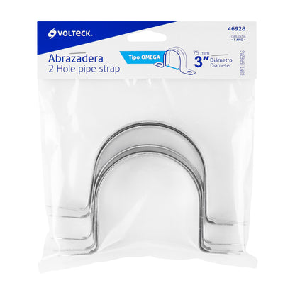 Bolsa con 5 abrazaderas 3' tipo omega para tubo, Volteck AO-3 46928 MM00