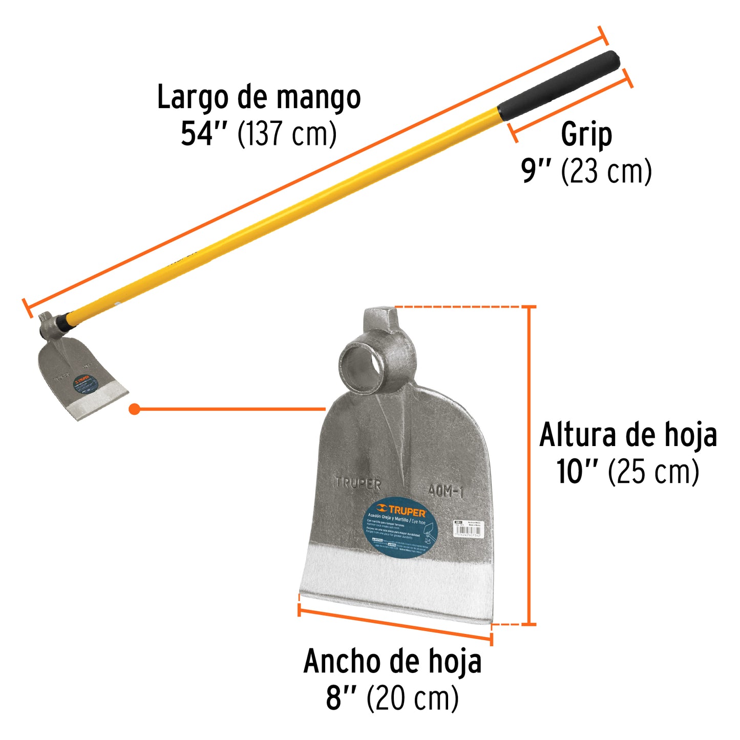 Azadón No. 1 oreja y martillo 2.6 lb con mango de 54' AOM-1M 19982 MM0