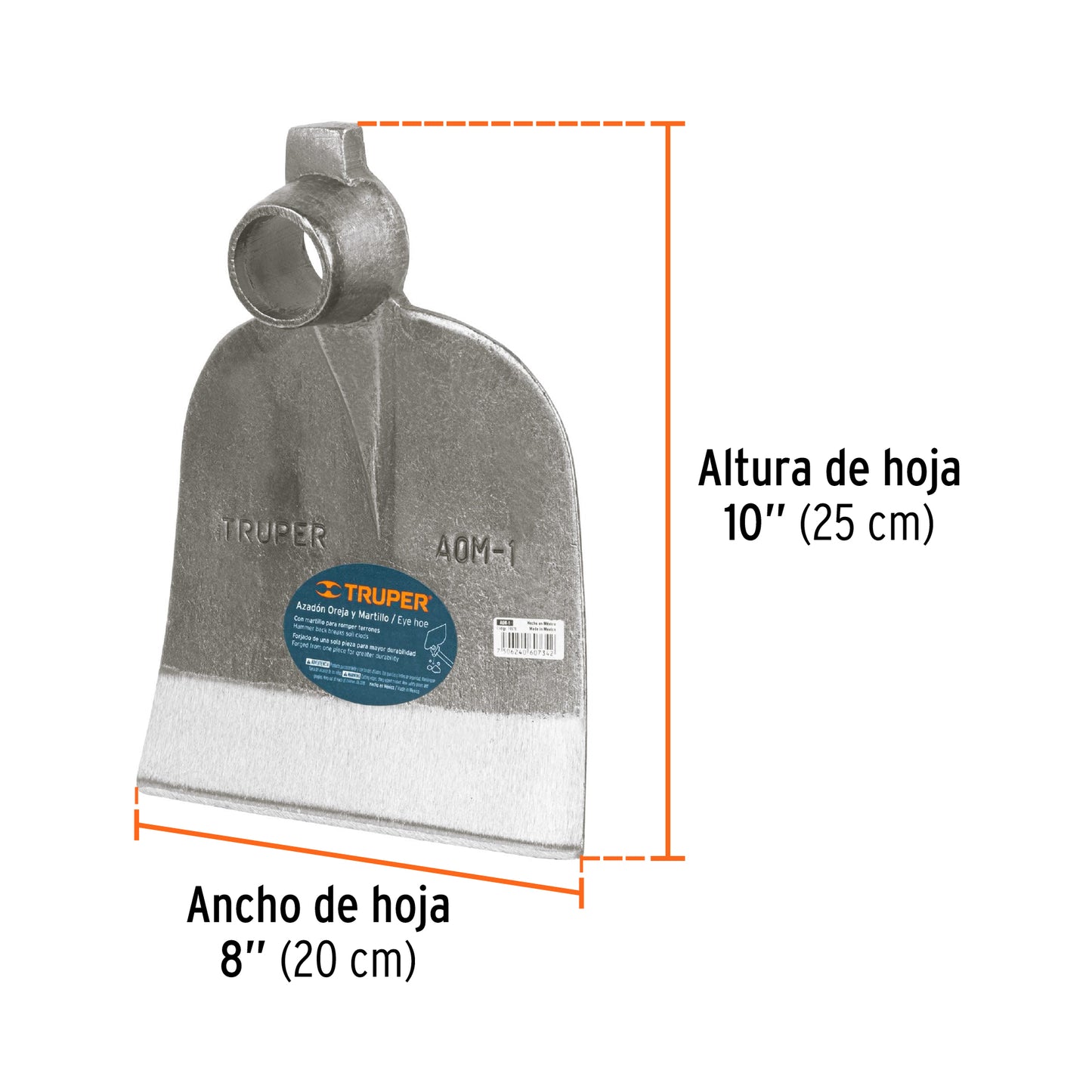 Azadón No. 1 oreja y martillo 2.6 lb sin mango, Truper AOM-1 19979 MM0