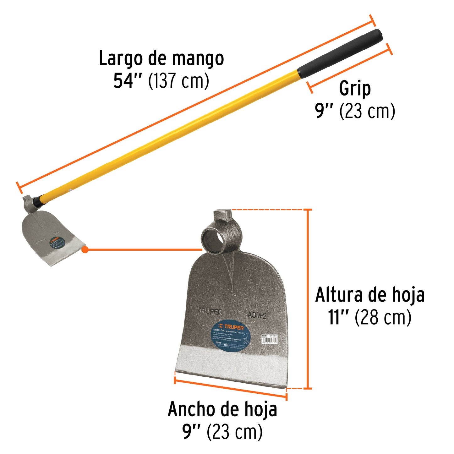 Azadón No. 2 oreja y martillo 2.8 lb con mango de 54' AOM-2M 19983 MM0