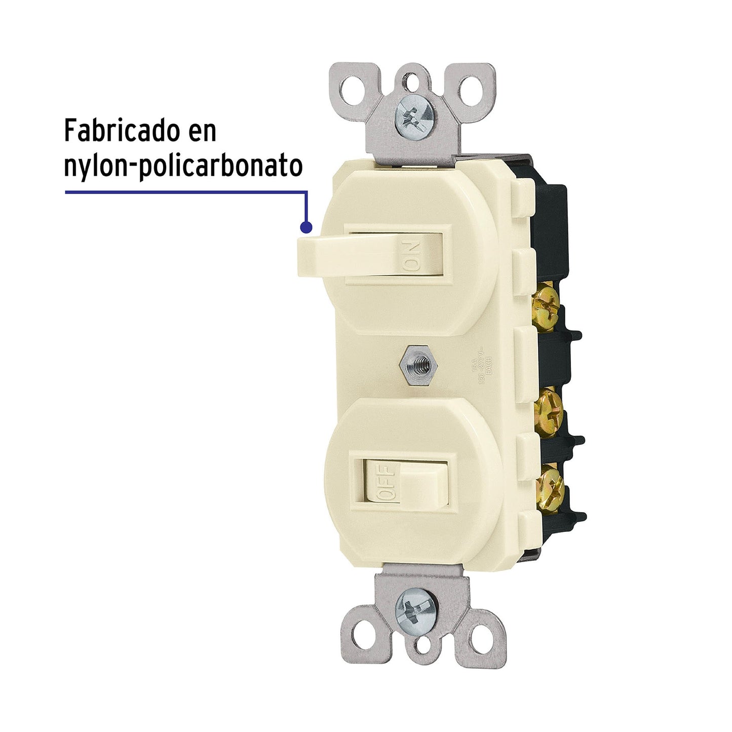 Interruptor dúplex de palanca, Standard, marfil, Volteck APDO-S 46002 MM00