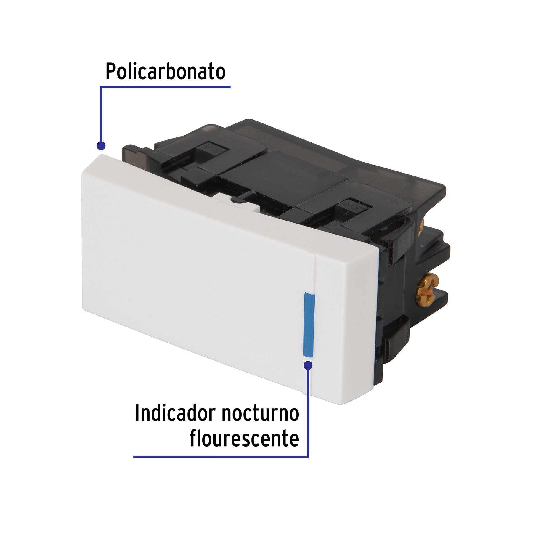 Interruptor de 3 vías, 1 módulo, línea Española,color blanco APSE-EEB 47048 MM00