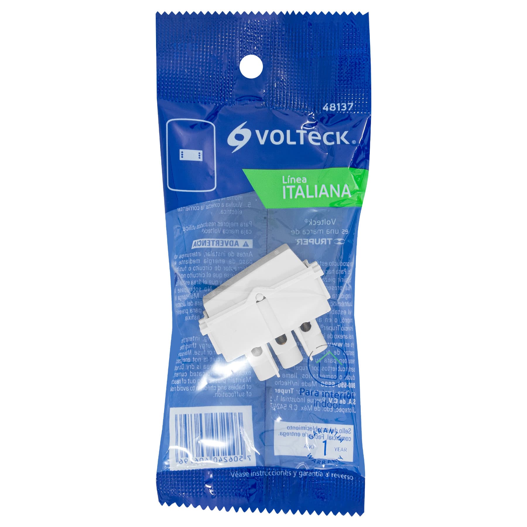 Interruptor de 3 vías, línea Italiana, color blanco, Volteck APSE-EIB 48137 MM00