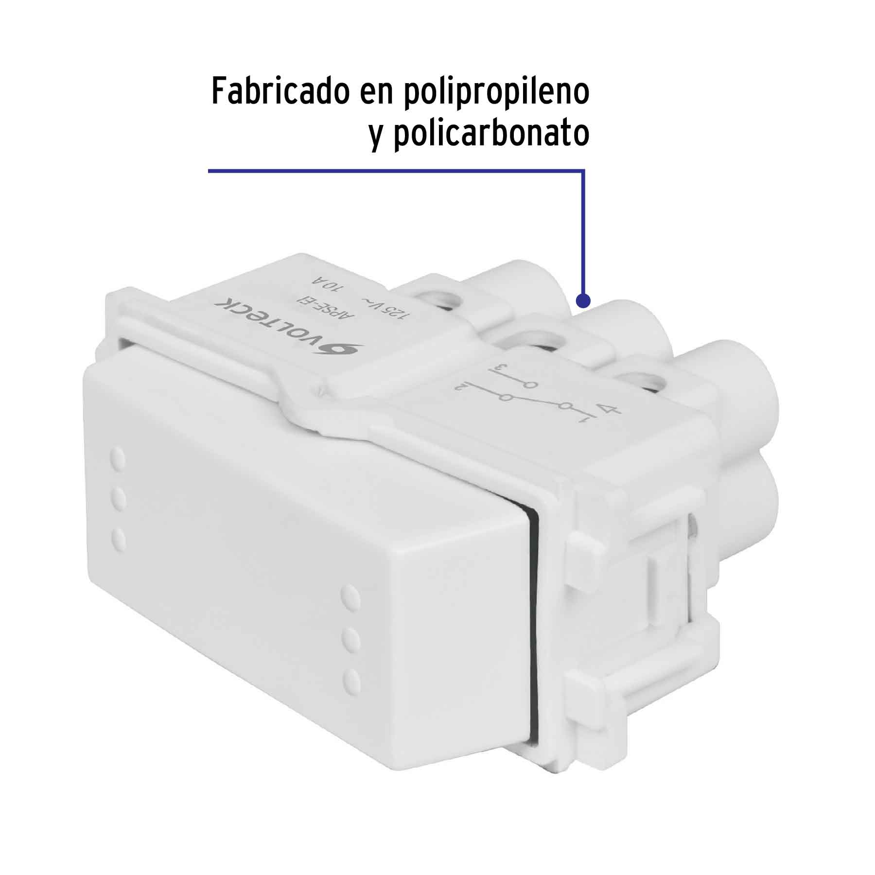 Interruptor de 3 vías, línea Italiana, color blanco, Volteck APSE-EIB 48137 MM00