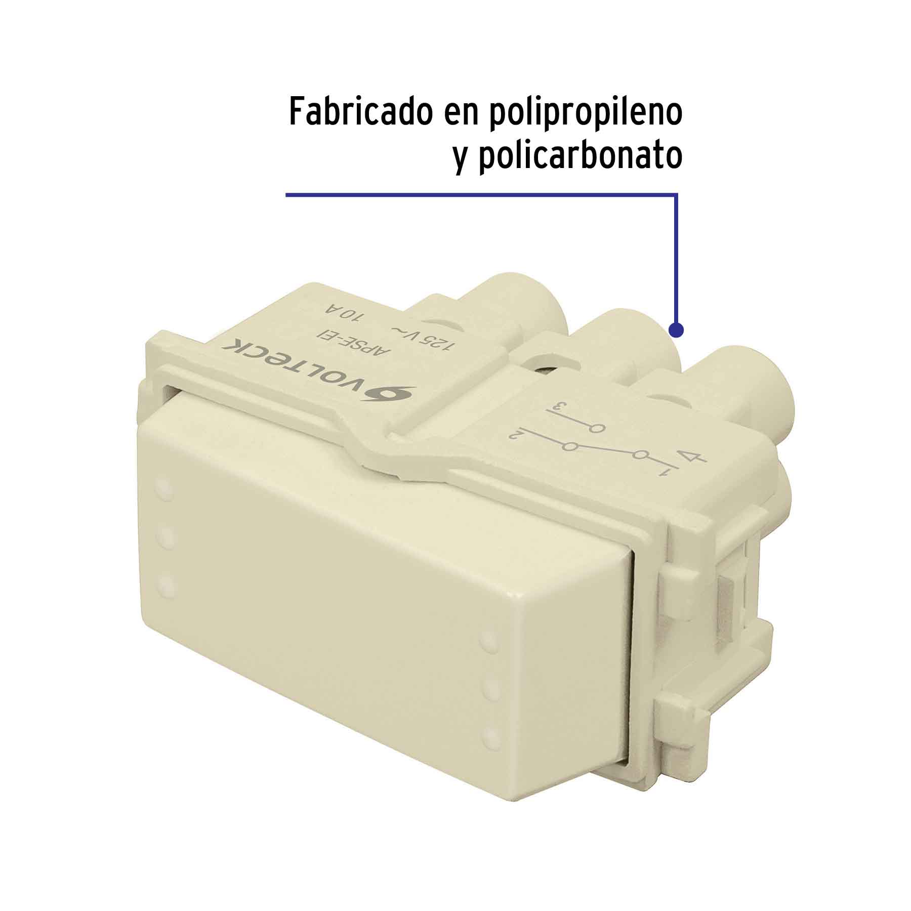 Interruptor de 3 vías, línea Italiana, color marfil, Volteck APSE-EI 48083 MM00