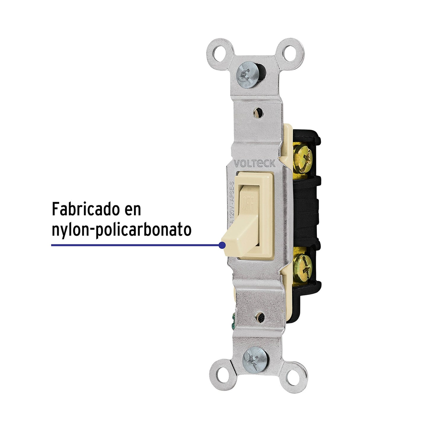 Interruptor vertical de palanca, Standard, marfil, Volteck APSE-S 46000 MM00